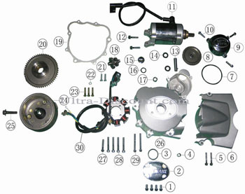 vue-bas-moteur-gauche-shine lichtmaschine fur quads shineray 200 ccm stiie - stiie-b