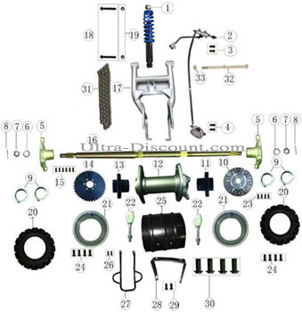 vue-eclatee-train-arriere-2 kette fur quad shineray 200 ccm st9 (56 glieder : 428 h)